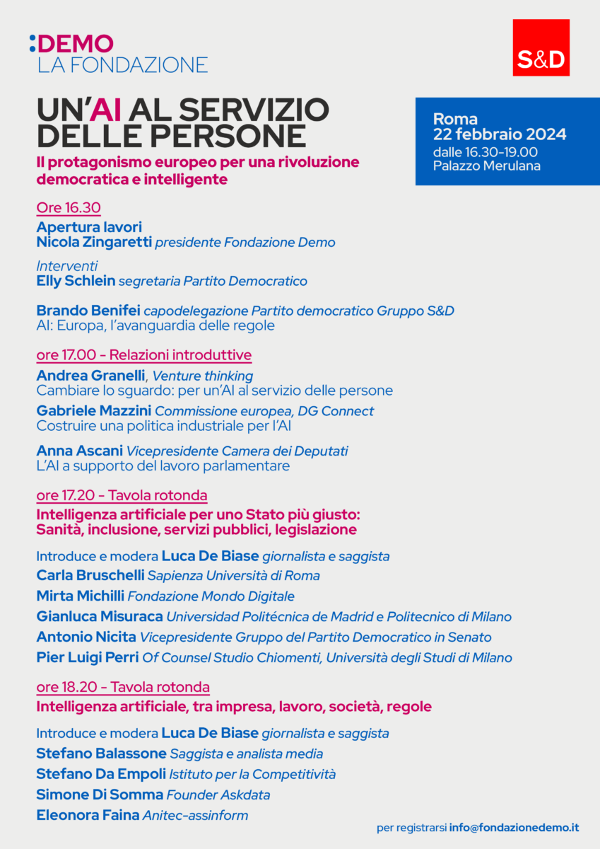 programma incontro 22 febbraio un'ai al servizio delle persone